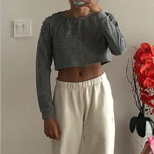 Women’s Forever 21 Hole Cropped Gray Sweater